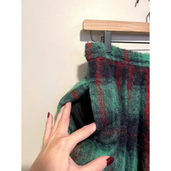 NWT Blugirl Blumarine Plaid Mohair Wool Blend Pleated Midi Preppy Skirt M - Picture 4 of 14